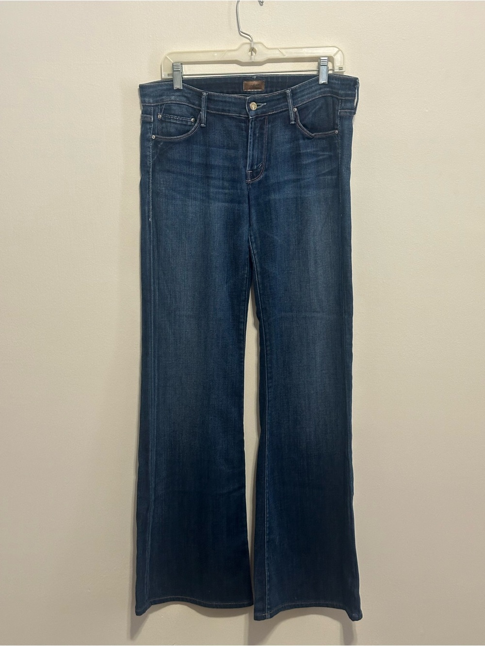 MOTHER Dark Blue Flare Wide-Leg Jeans